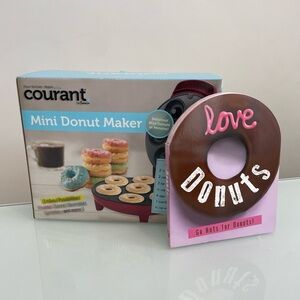 Oura Mini Donut Maker - Pink and Brown with donut recipe book included!